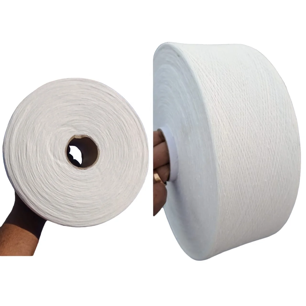 RECYCLED OE BLEACH WHITE ECO FRIENDLY NE 6/1 8/1 10/1 16/1 20/1 24/1 30/1 32/1 POLY COTTON BLEND YARN KNITTING AND WEAVING USE