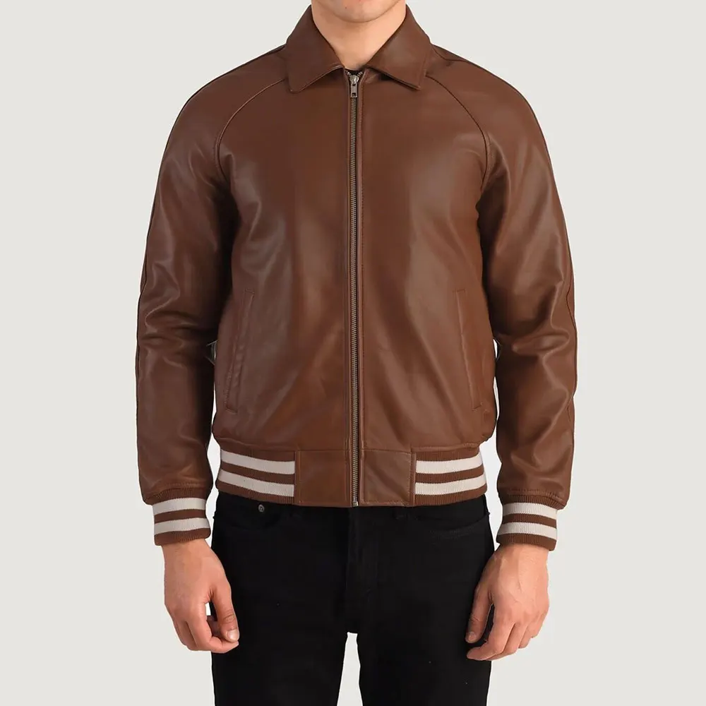 Pakistani Wholesale Leather Versity Jacket Manufacturer Casual Leather Versity Jacket For Men Oem Design Leather Versity Jacket