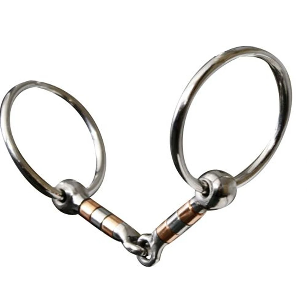 Stainless steel snaffle with 5 Inches mouth with copper and stainless rollers