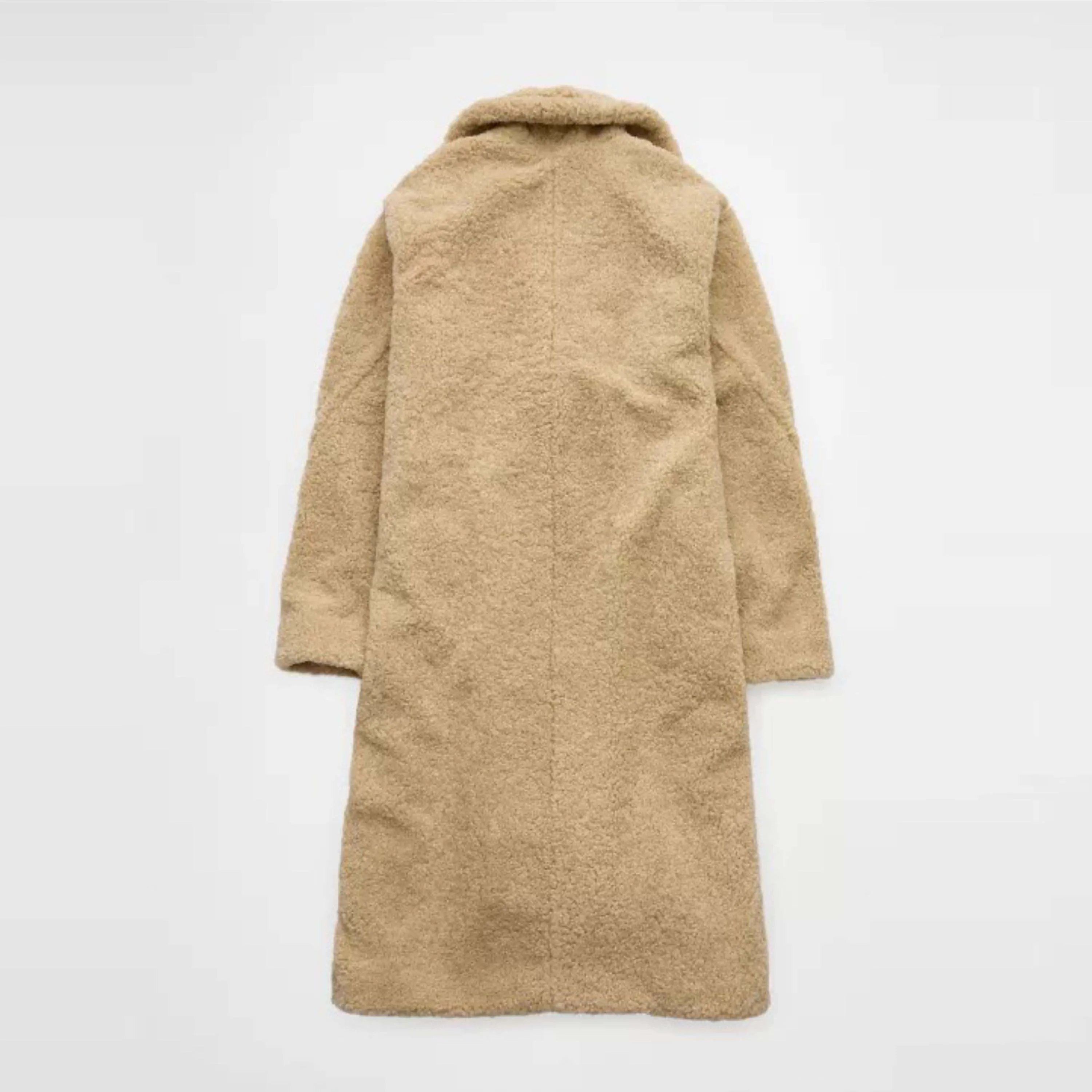 OEM Custom Manufacturer Trendy Teddy Bear Khaki Long Coat | Warm and Durable Winter Outerwear for Women