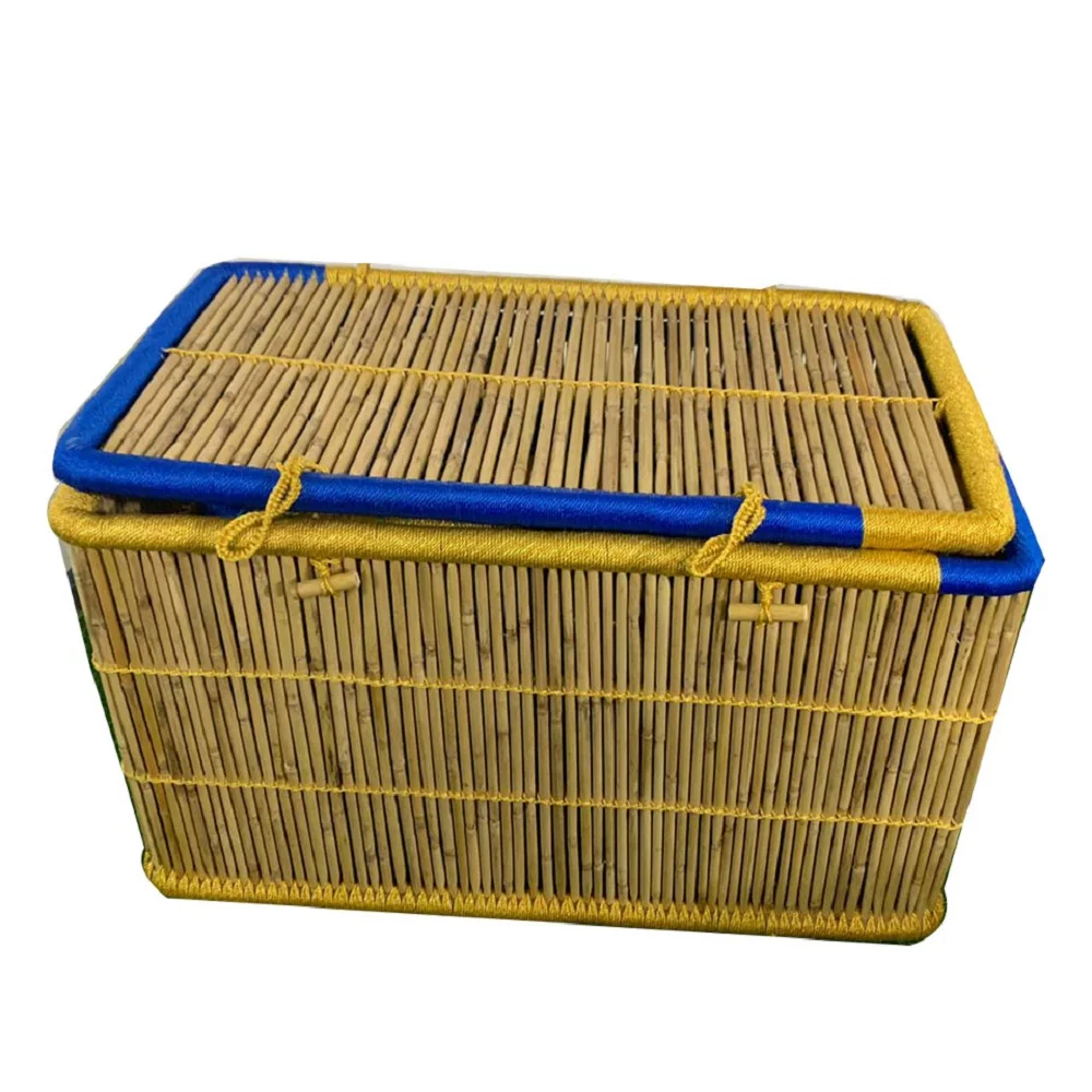 Natural Eco-Friendly Bamboo crafted Rectangular large Size Handmade Bamboo Laundry /Hamper Basket, Storage Box, with Lids