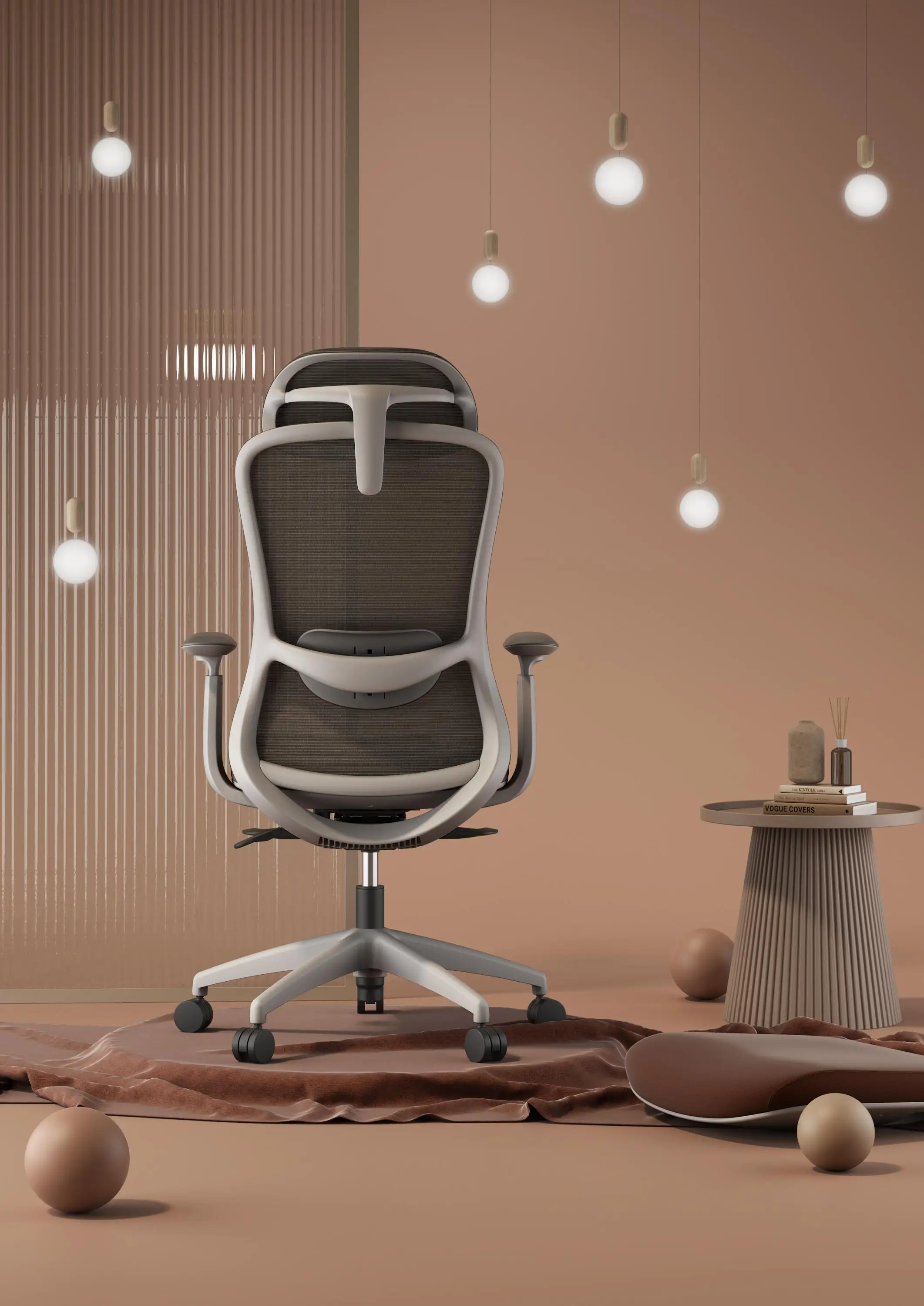 KOHO Furniture Mesh Chair Adjustable Lumbar Support 4D Armrest Ergonomic Office Chair With Headrest