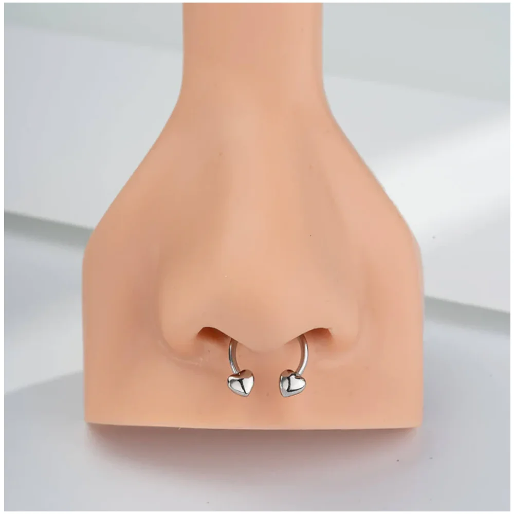 Non Tarnish Gold Stainless Steel Nose Hoop Rings Small Love Heart  Women Piercing Jewelry for Girls Pierced Nose