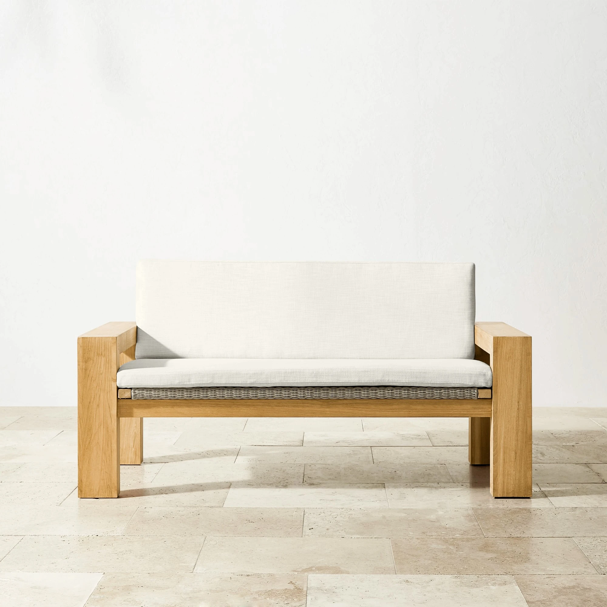 Outdoor Two Seater Sofa Teak With Rope And Cushion Best Quality - Kino