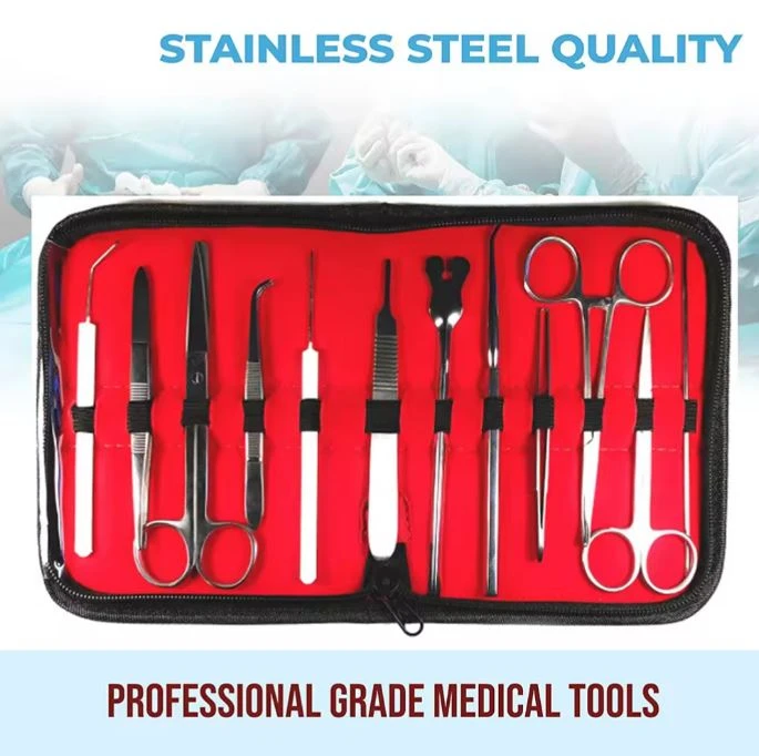 surgery kit 11 Pieces Surgical Kits With Scalpel Handle Knife Scissor Tweezers Tools Sets With Leather Case in wholesale price