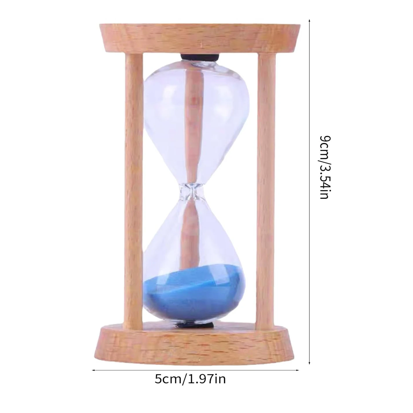 Wooden Hourglass Timer Sand Clock 5 Minutes & Metal Sand Watch 5 Min, Brass Hour Glass Sandglass for Home Desk Office