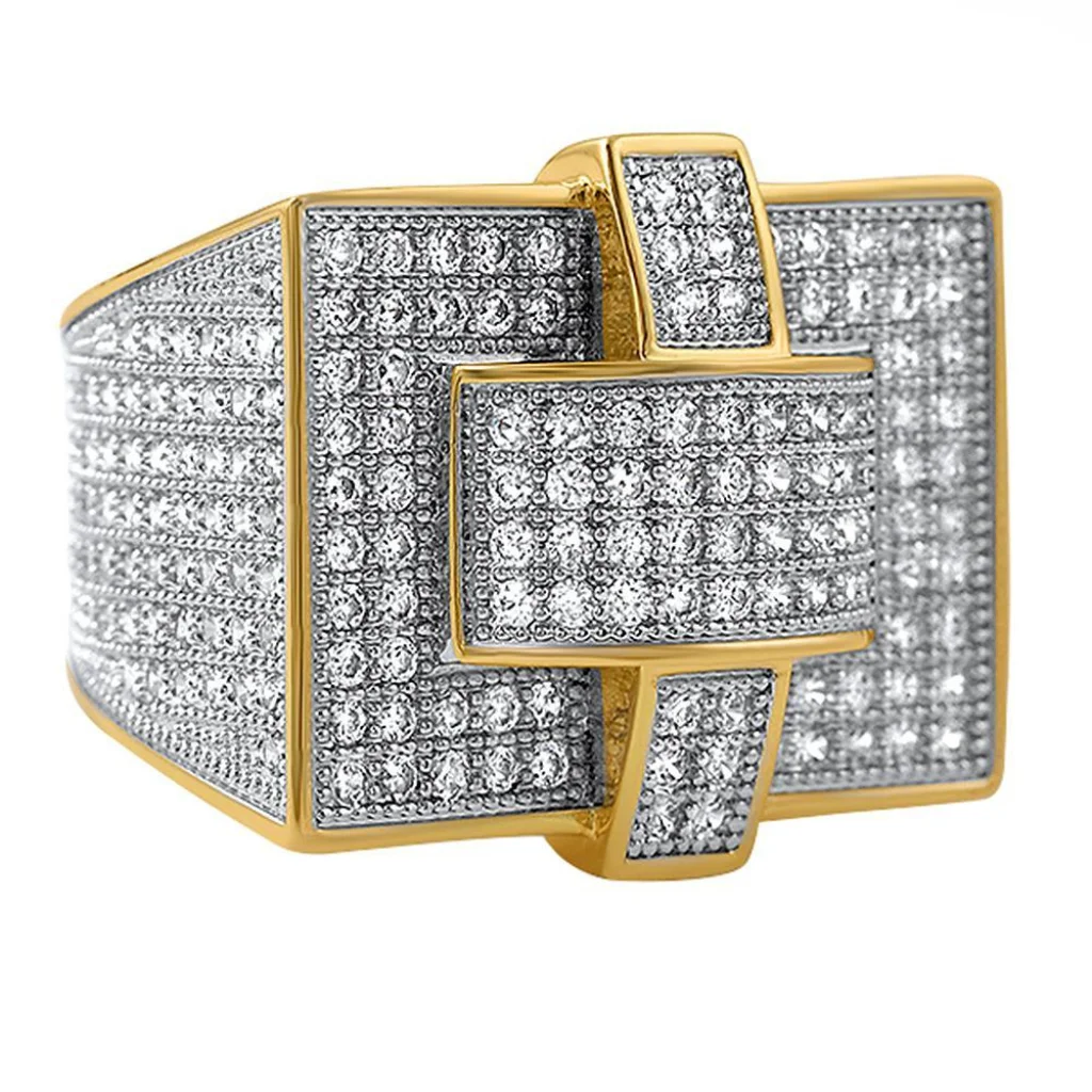 Fully 14K Gold Rings With Moissanite Prong Setting Design VVS Moissanite Diamond Hip Hop Engagement Wedding Ring