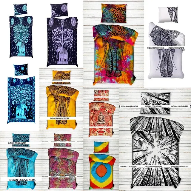 Хлопковая ткань богемный спереди слон постельное белье пододеяльник с наволочкой домашний декор