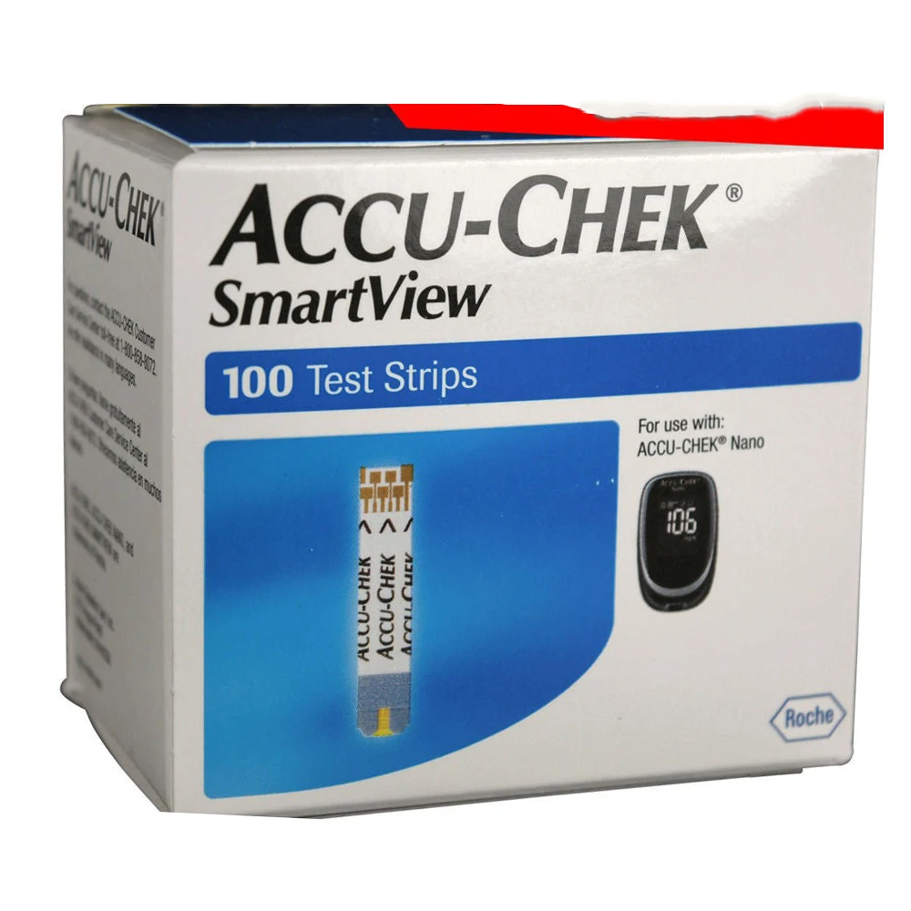 Тест-полоски с высоким содержанием глюкозы в крови Accu-Chek Smart View 100 карат