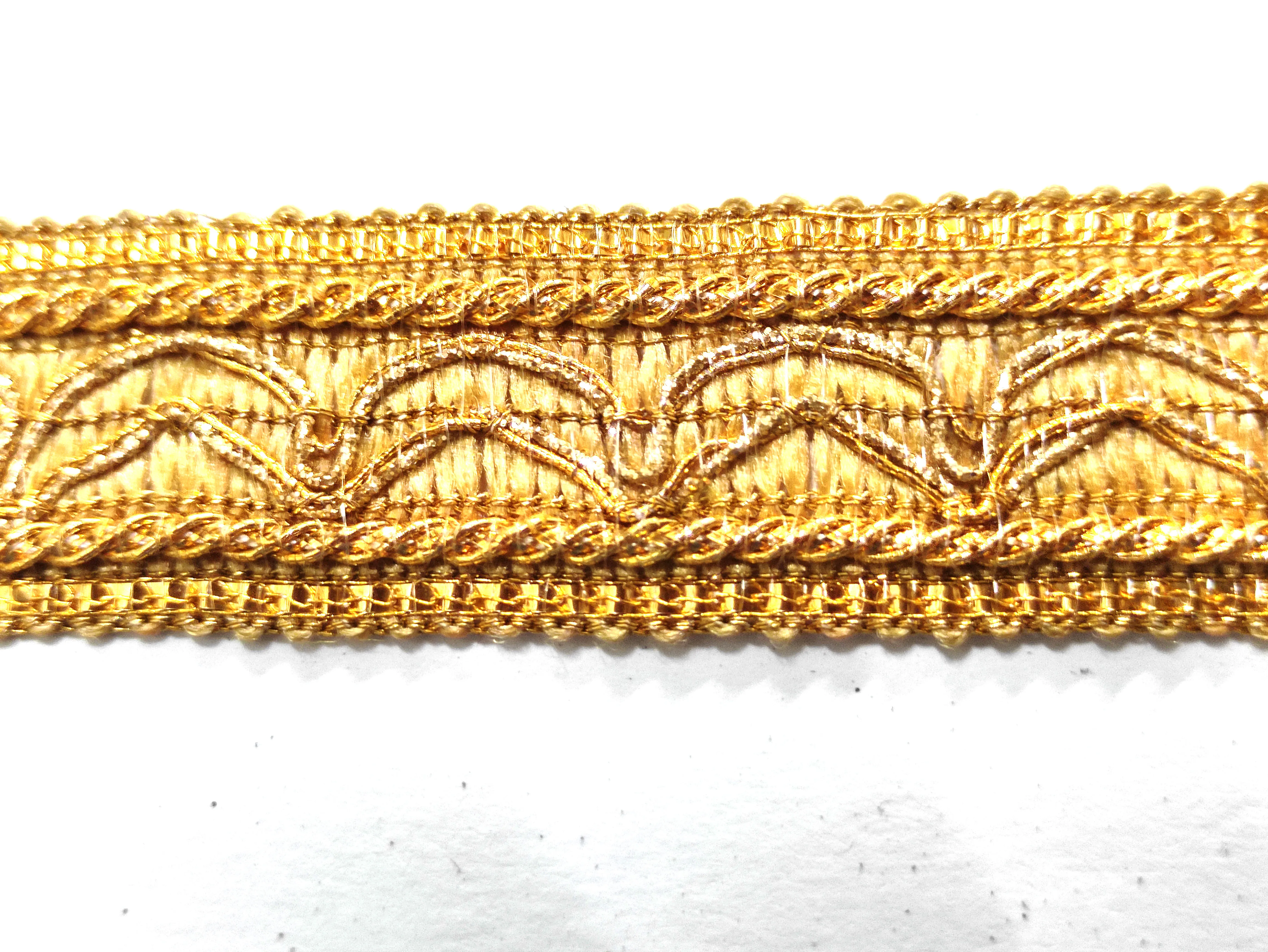 Sewing Gimp Gold Braided Trim 25 mm Sequined Lace For Dress  , Scarf ,Catholic Garments And Decorations