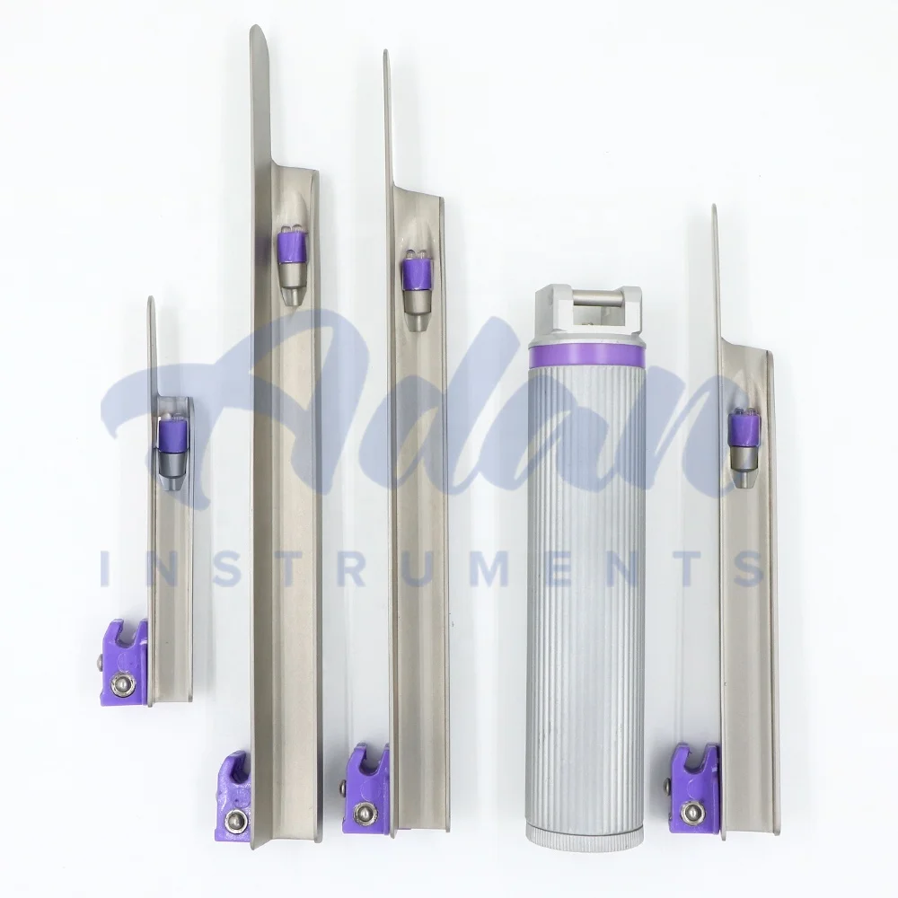 AI- OBS-06 Premium Quality UV LED Disposable Miller Conventional Laryngoscope Set Dual UV LEDs with Aluminum Handle