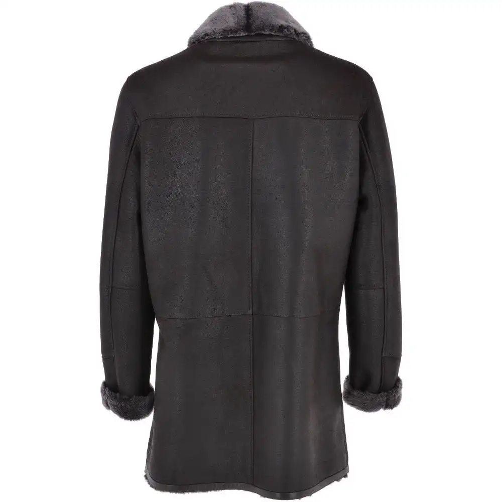 Men Single Breasted Sheepskin Coat Genuine Leather Made from Pakistan