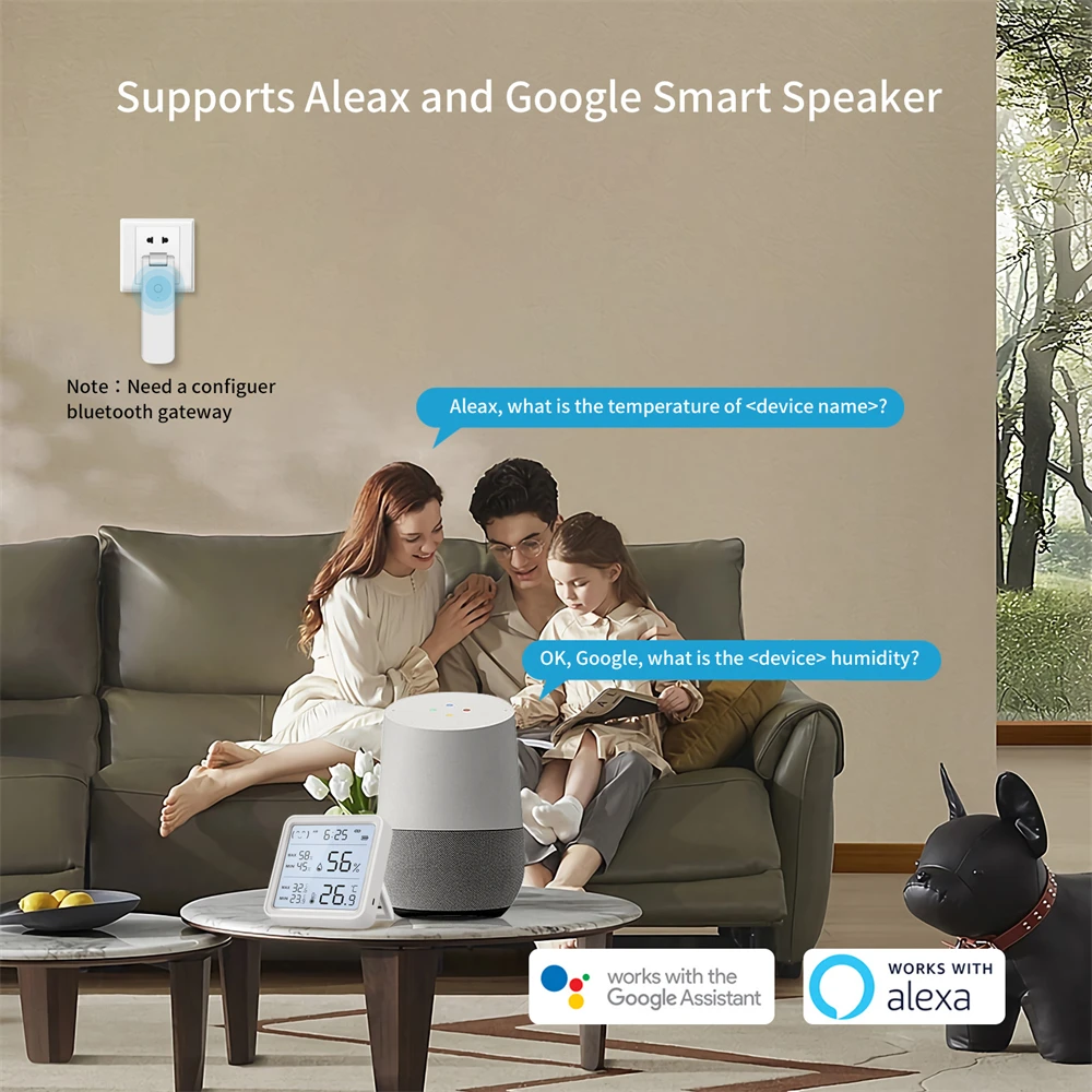 eMylo Humidity And Temperature Sensor Zigbee Tuya (8CM*8CM), Bluetooth Digital Thermometer Hygrometer