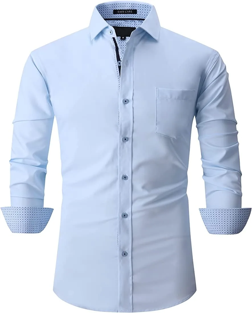 Cotton Pique Custom your own Designs Long Sleeves Dress Shirts for Men Luxury Quality Vietnam Manufacturer