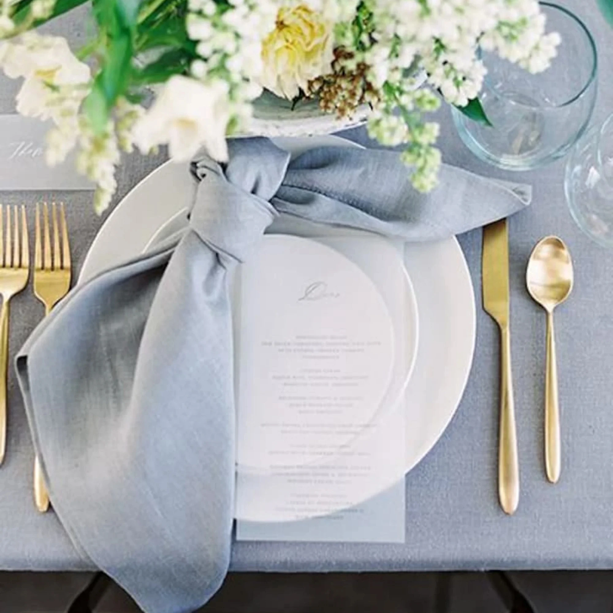 Luxury Kitchen Napkins Towel Sky Blue Color Washed Cotton Napkins Cloth Cotton Cotton Dinner Table Napkin