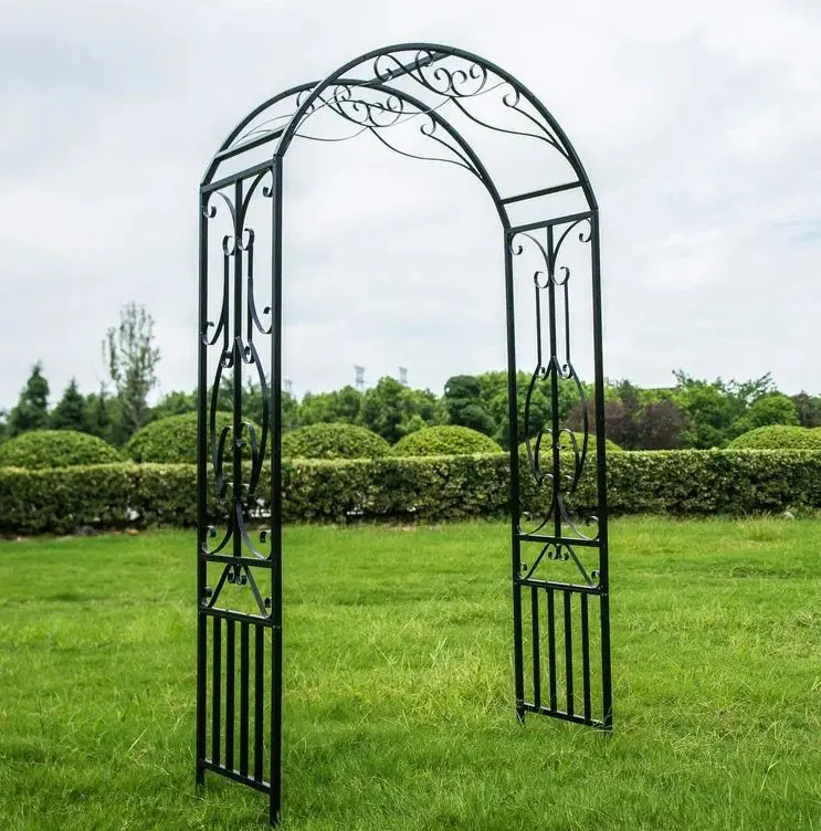 Beautiful modern design black steel garden arched for wedding ceremony party reception stage decoration baby shower garden arch