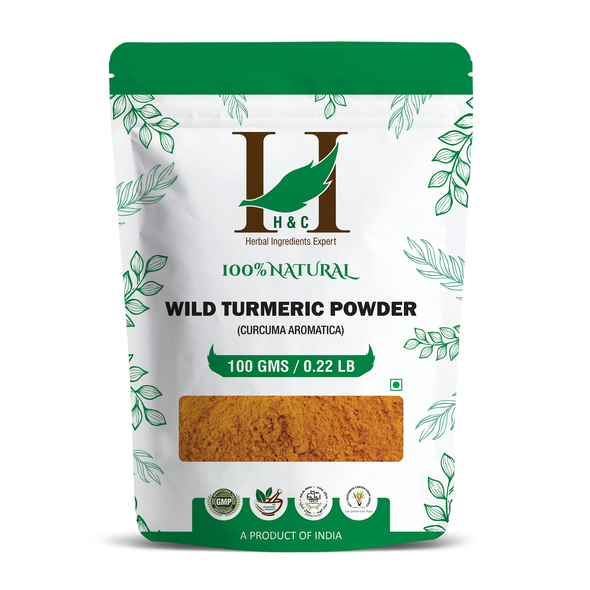 H&C Wild Turmeric Powder (Curcuma aromatica) - 100g Pack