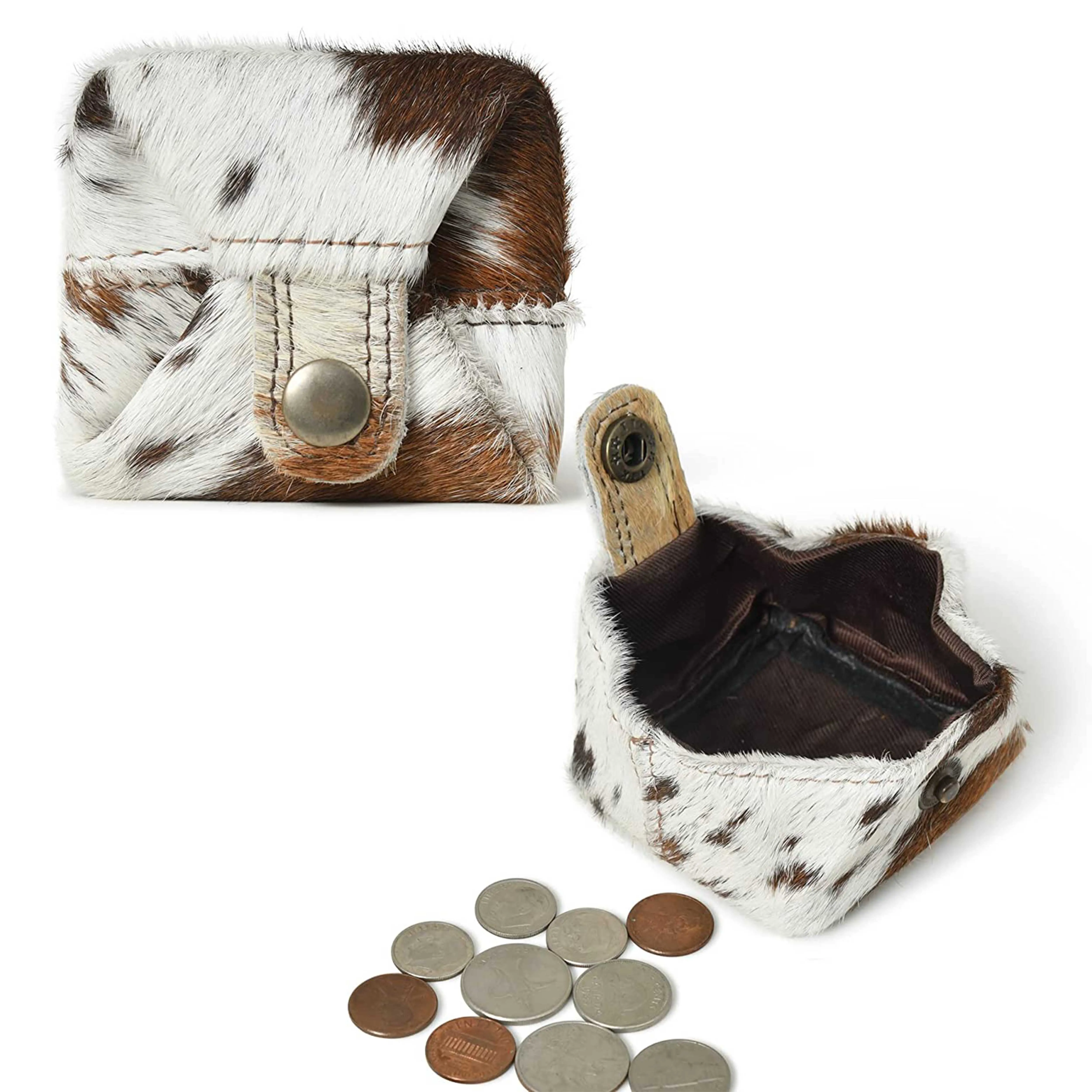 OEM Factory Made Rich Grain Leather Coin Pouch Change Holder Mini Pocket Wallet for Coins Men Women