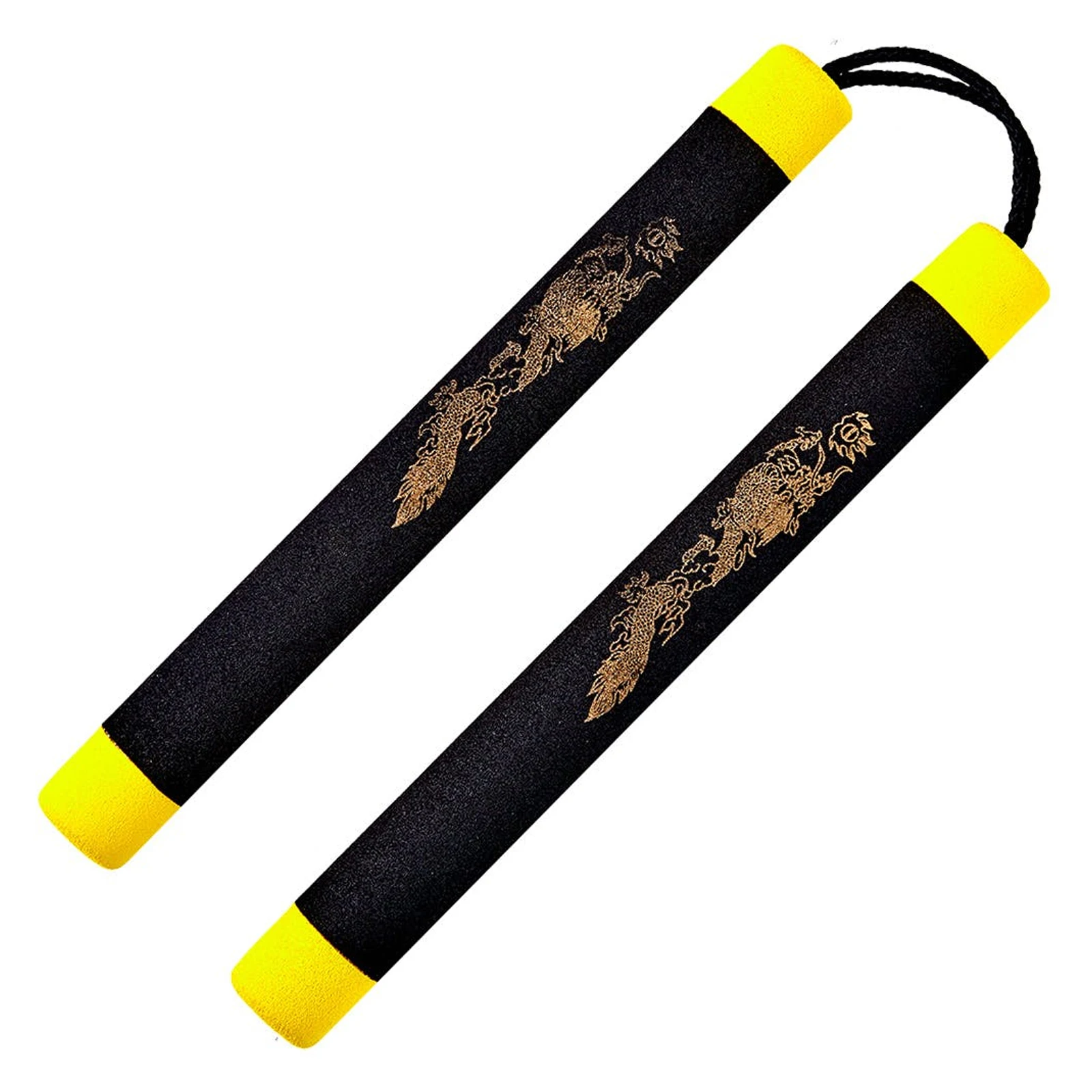 BLACK/YELLOW TIP FOAM CORD NUNCHAKU MARTIAL ARTS KUNG FU BLACK/YELLOW TIP FOAM CORD NUNCHAKU  FOR   MARTIAL ARTS KUNG FU