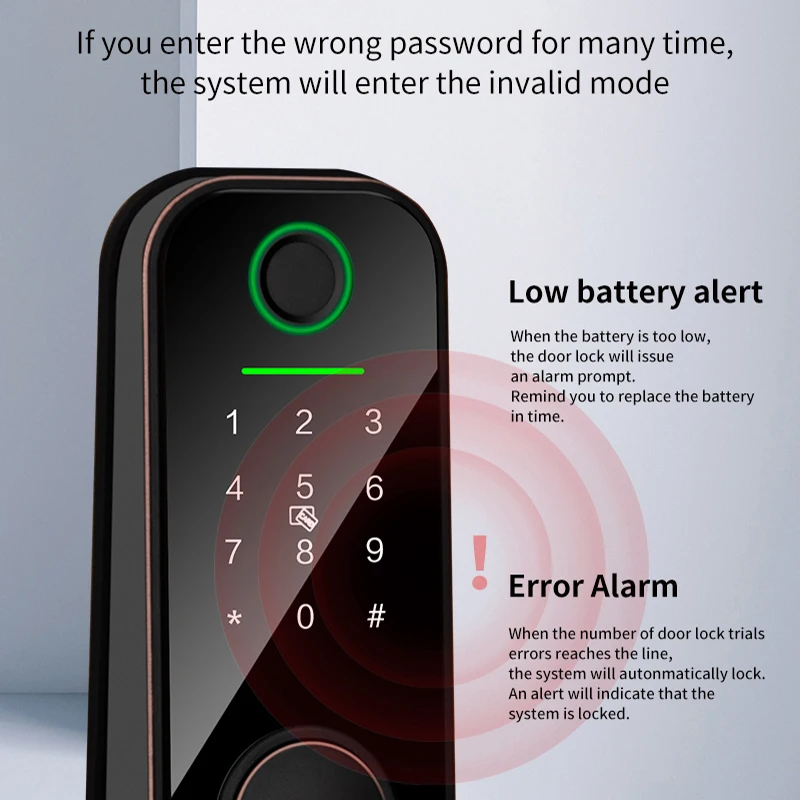 Smart Door Lock with TTLock APP Control, Supporting Password/fingerprint/swiping card/key and Fully Automatic Locking