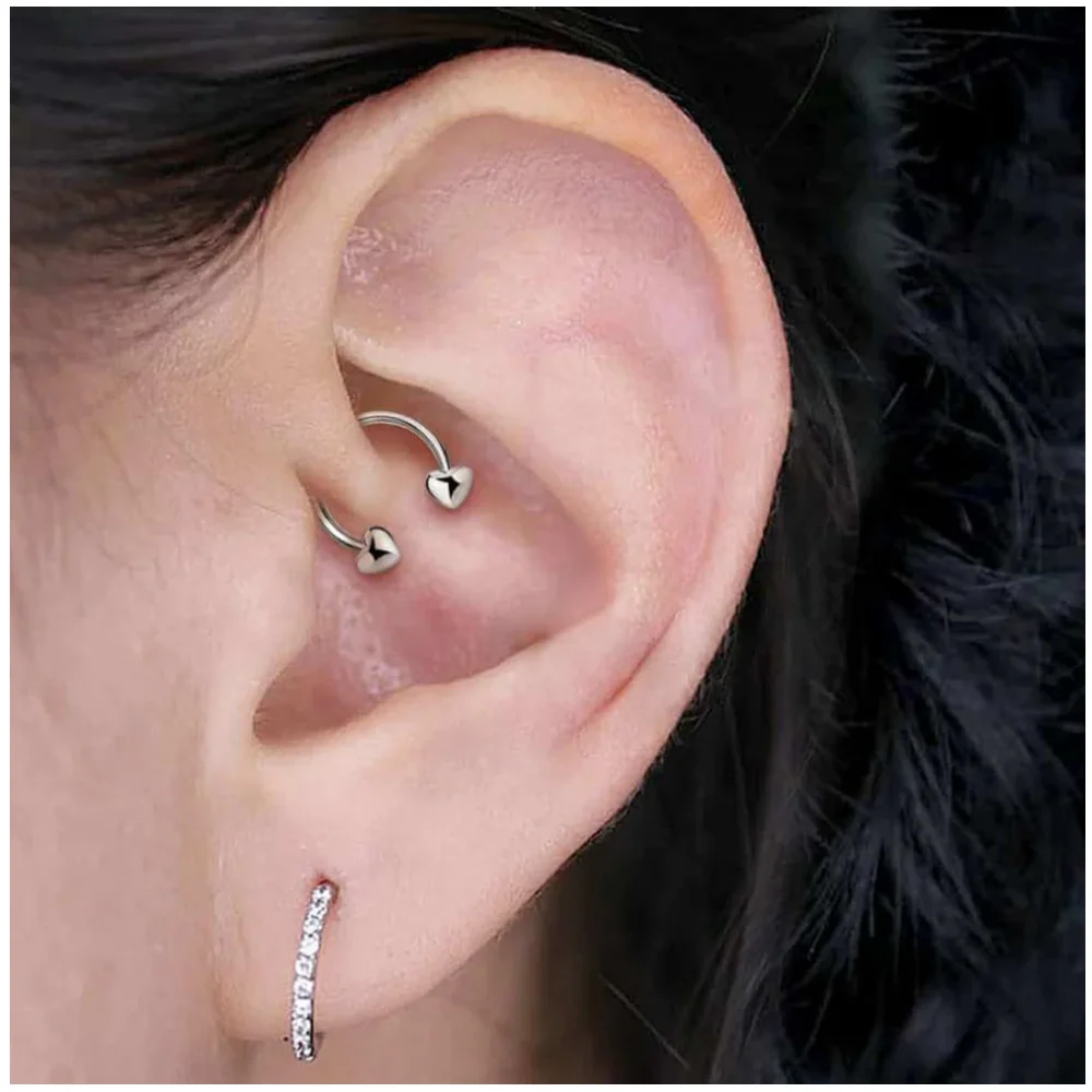 Non Tarnish Gold Stainless Steel Nose Hoop Rings Small Love Heart  Women Piercing Jewelry for Girls Pierced Nose