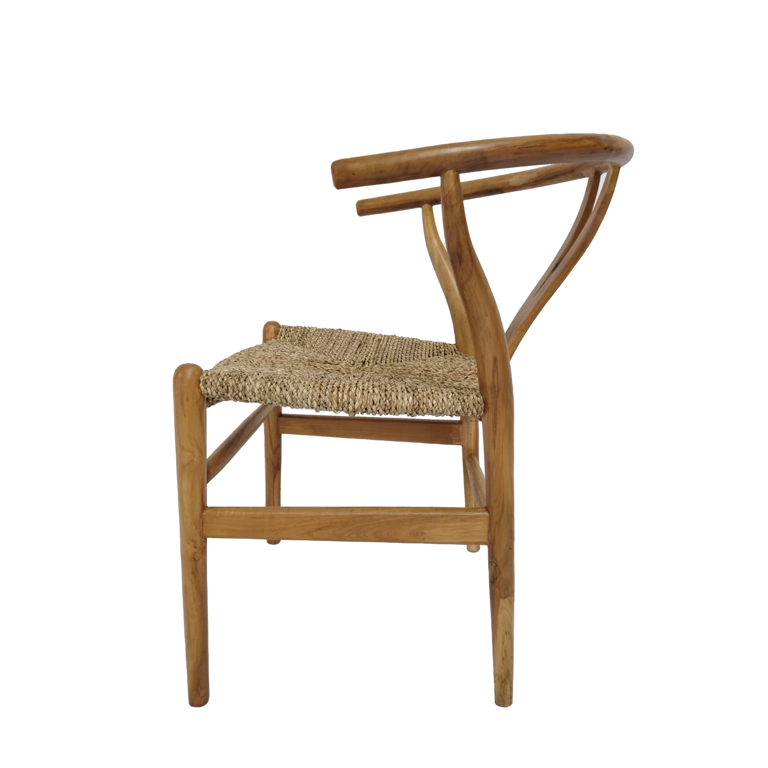 New Design Factory Price Wholesale Wooden Frame Dining Chair with Seagrass Weaving for Cafe Restaurant Dining Area Bistro