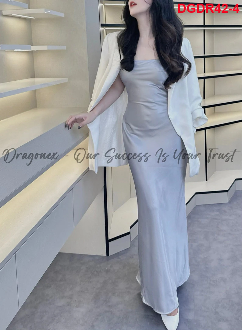 Clothing Manufacturers Of Elegant High Quality Silk Satin Maxi Evening Dresses For Women 100pcs Fishtail Form Open Back Buttoned