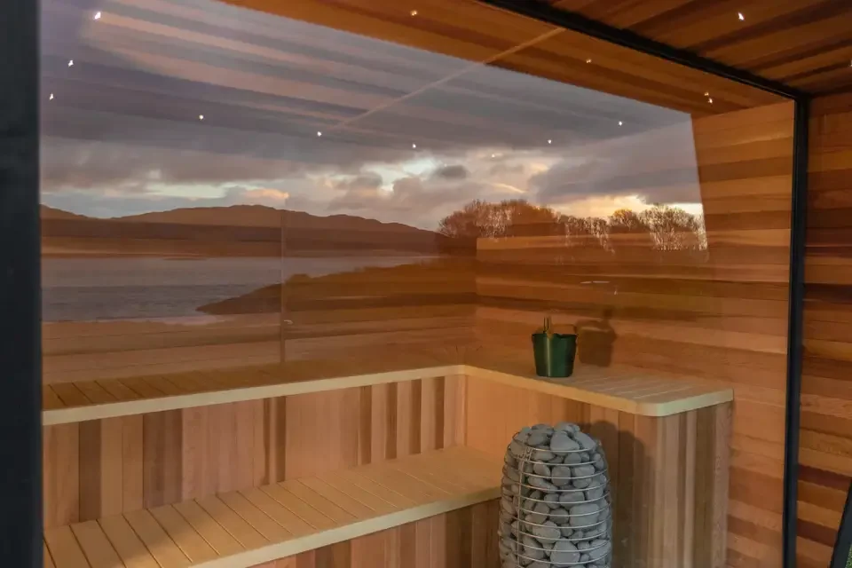 High end luxury customized Canadian hemlock outdoor traditional steam sauna wooden room