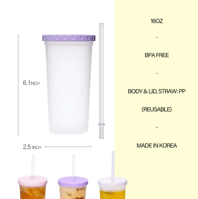 Well-made Reusable Plastic Tumbler with lid and straw 16oz Custom Plastic Tumbler with Straw 16oz Good Condition