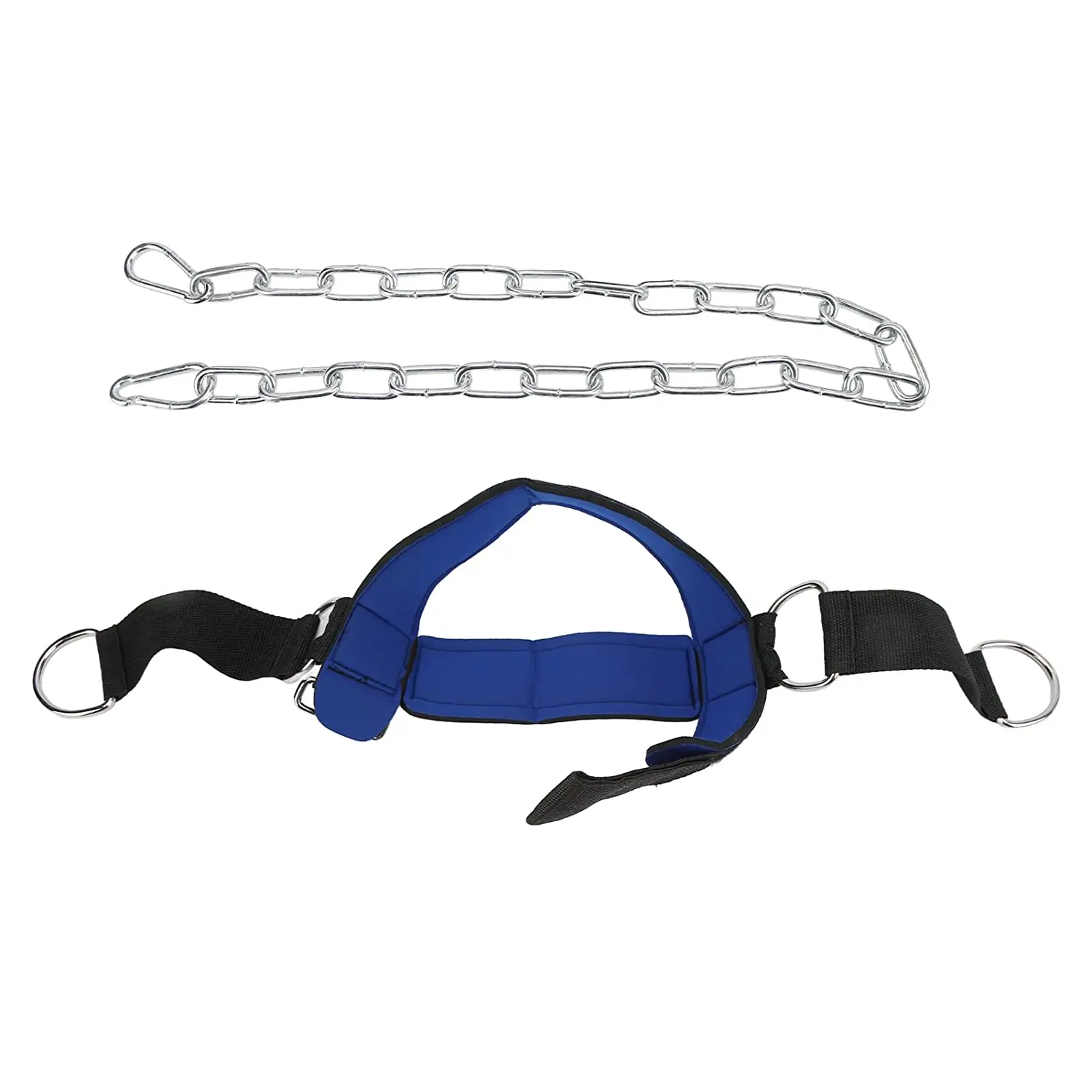 Customized Logo Neck Harness for Weight Lifting Long Steel Chain and Neoprene Padding Neck Trainer to Improve Muscle