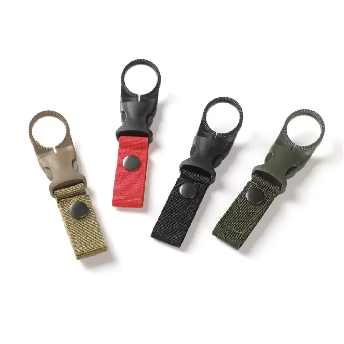 Water Bottle Ring Keychain Holder Clip Multifunction Nylon Webbing Key Chain Hook Climbing Carabiner Belt Backpack Hanging Clips