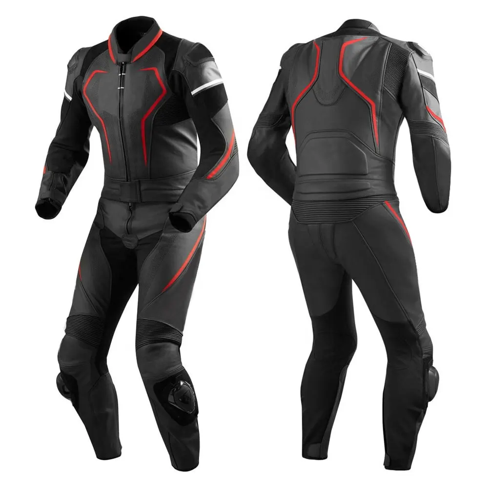 Black breathable Custom Motorbike Suit Men Adult Waterproof Leather Motorcycle Suit For Safety Wear