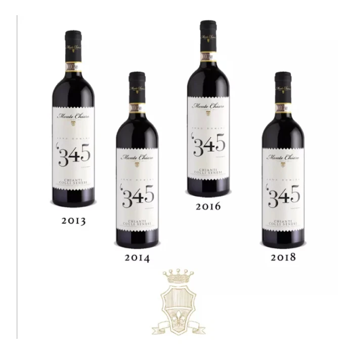 Made in Italy Chianti red Wine 4 Glass Bottle 750 ml from 4 different vintages