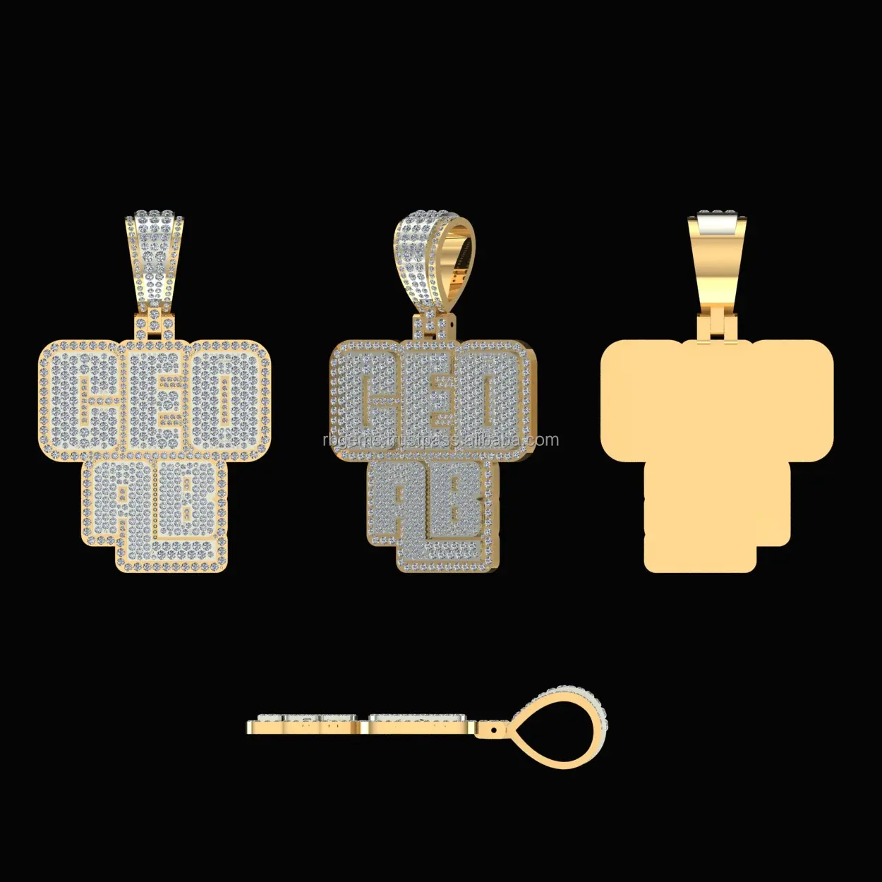 Unisexual Customized Hip Hop Trendy pendant in 10Kt white /yellow gold 48gm and 10.81ct natural diamonds