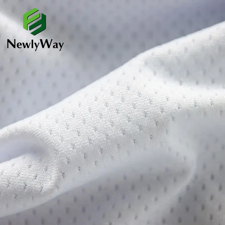 high elasticity stretch mesh dense hole polyester jacquard sports suit moisture wicking fabric