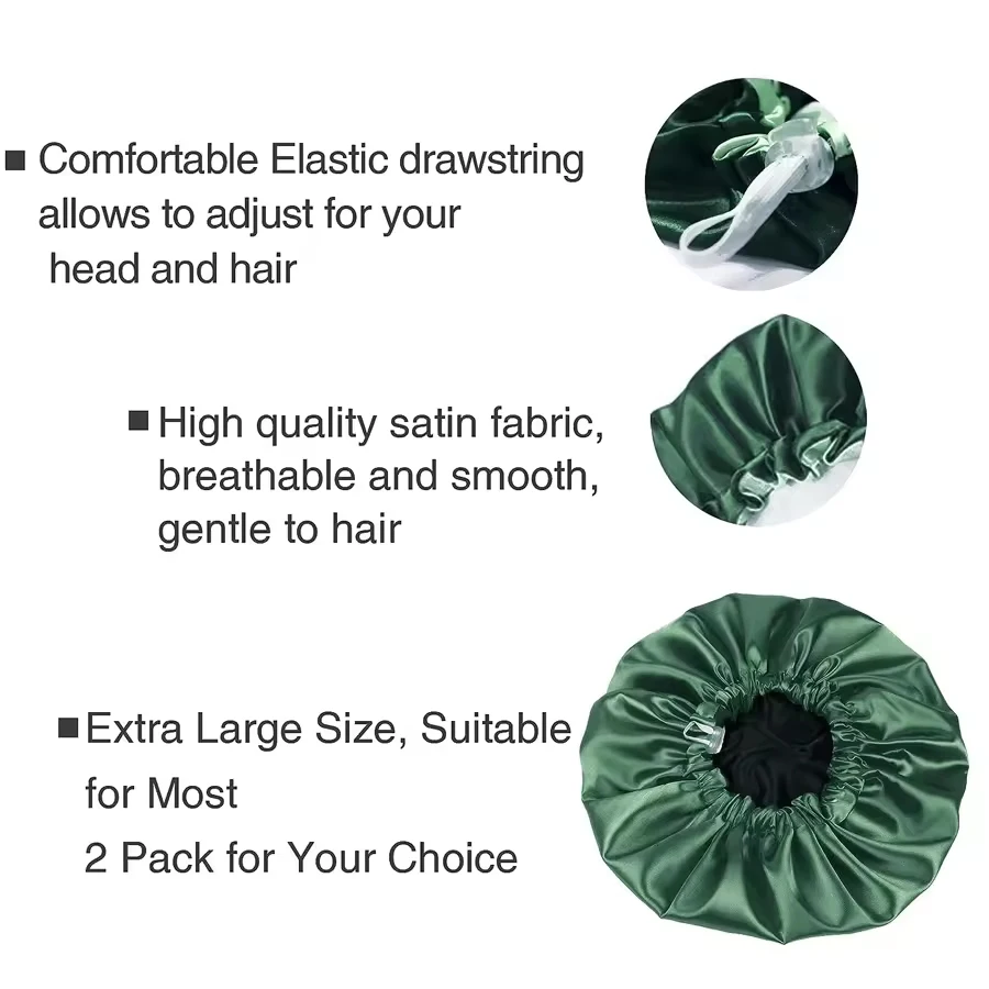 Wholesale Custom Logo Label Silk Satin Bonnets and Hair Wraps Women Lined Turban Cap