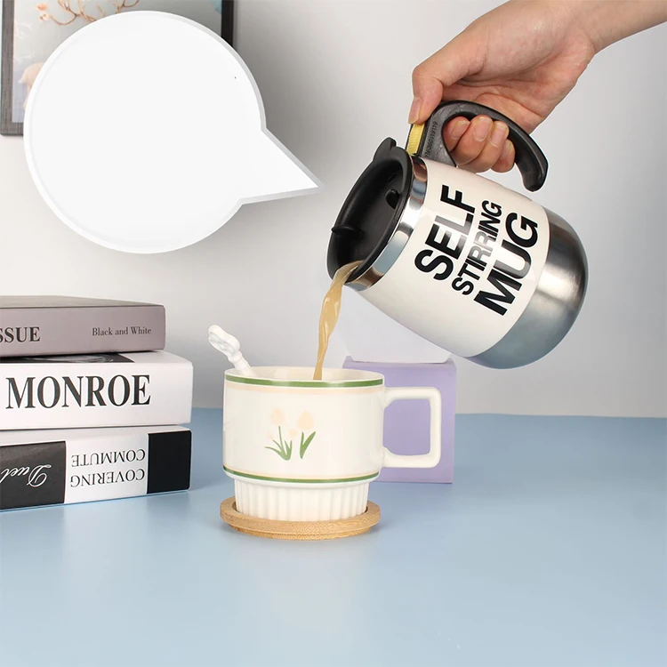 New 2022 Heating Hot Portable Electric Drinking Automatic Self Stirring Coffee Mug Cup