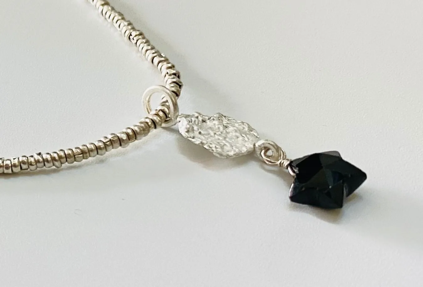 Natural Black Onyx Star Silver Pendant 925 Sterling Silver Black Onyx Gemstone Silver Necklace