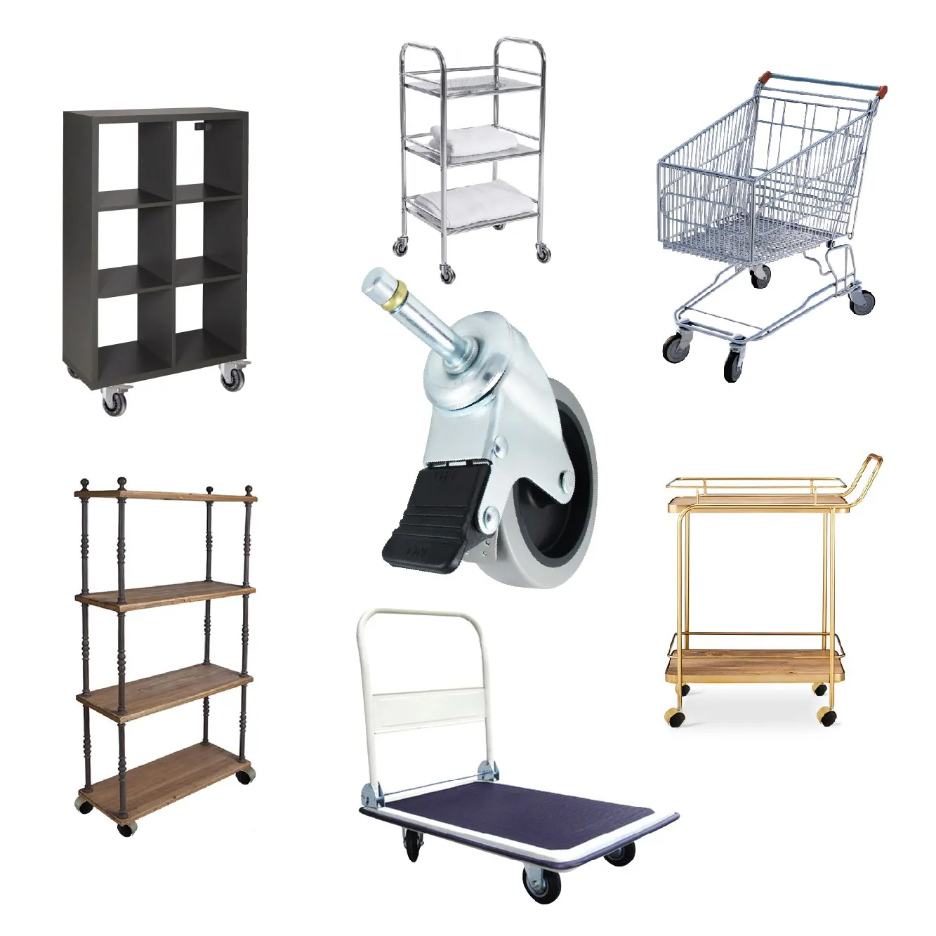 CCE 4 Inch (100mm) Dolly PVC Caster Roller Bronze Ring Stem