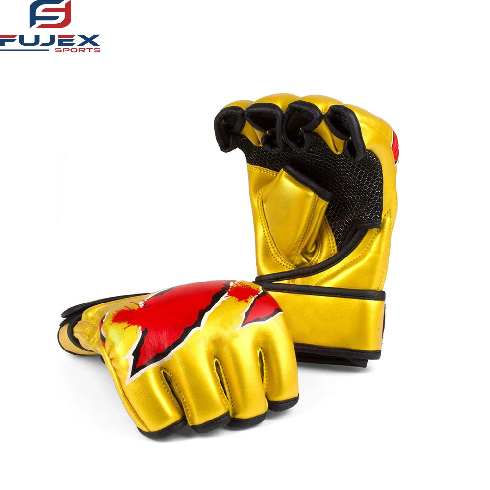 Fine Fitness MMA Sparring Gloves Boxing Combat Training Gloves Grappling Wrist Wrap Fighting UFC Durable Quality MMA Gloves