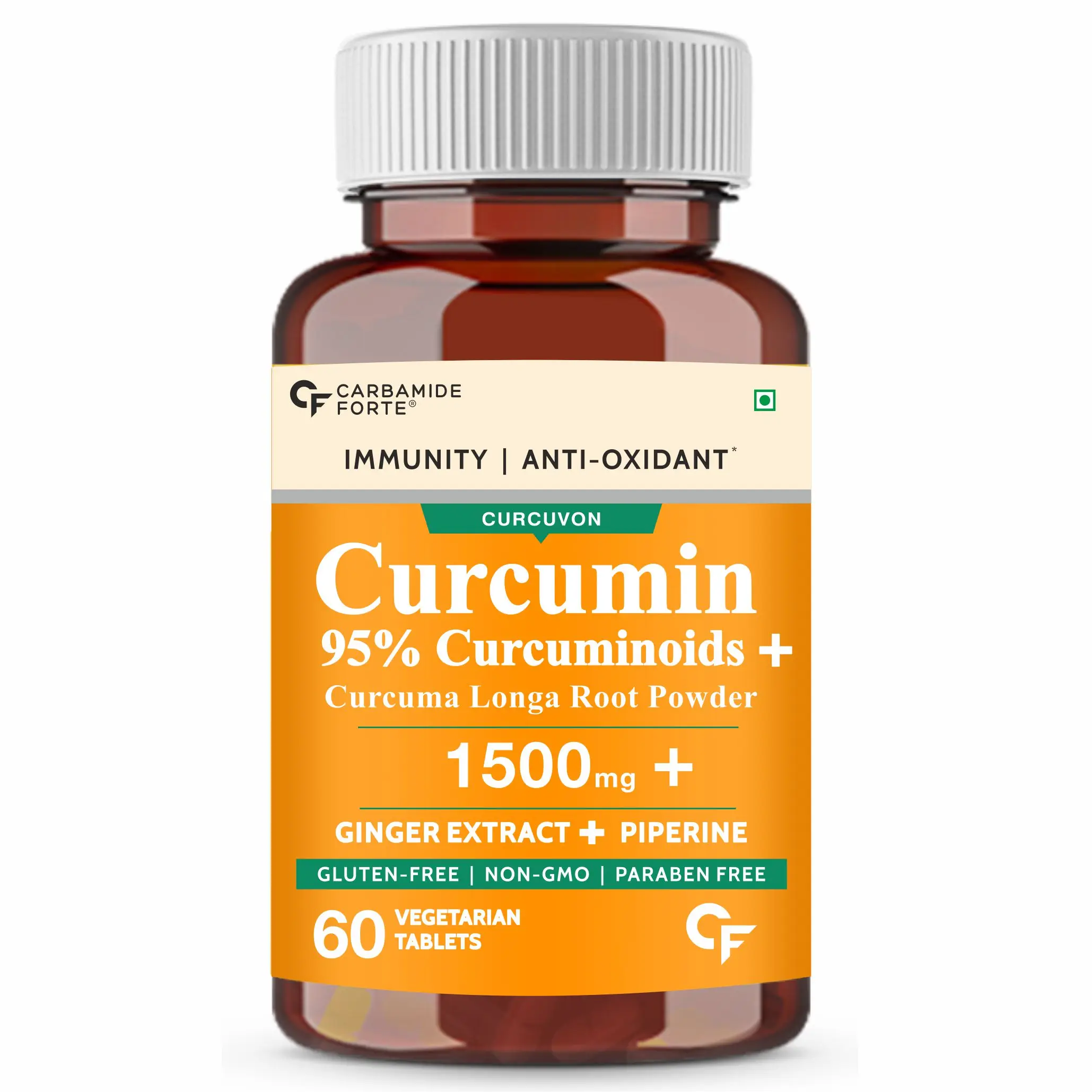 Curcumin Tablets with Piperine Immunity Boosters Tablets with 95% Curcuminoids with Curcuma Longa, Turmeric Powder & Ginger for