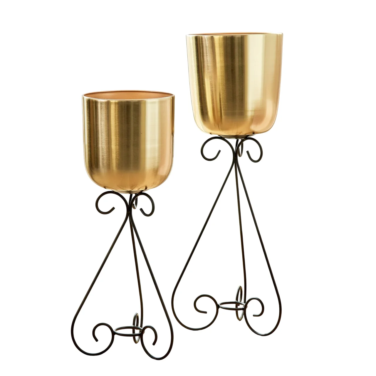 Лидер продаж гардения с золотистым и черным порошковым покрытием набор из 2 металлических горшков подставкой атмосферным образом жизни