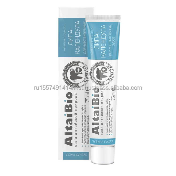 Hot sale product ALTAIBIO LINDEN CALENDULA FORSENSITIVE TEETH TOOTH PASTE 75 ml with vitamins