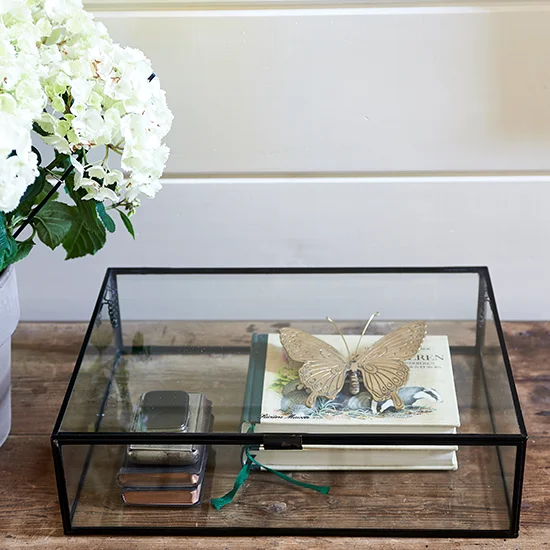 Hot Selling TopTrending Metal And Glass Material Decorative Storage Box Home Accessories Jewelry Box for Bangle and Necklace