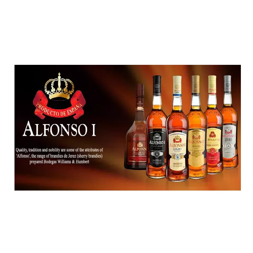 Спирты золотого цвета, отборный виноград, 28% Дистиллированного вина, бутылка для спиртных напитков Jerez Alfonso I Platinum Brandy