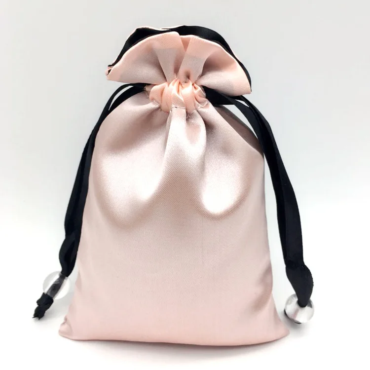 Satin Bag Manufacturing Custom Logo Satin Double-layer Tassel High Quality Wig Bags Silk Jewelry Gift Ring Pouch