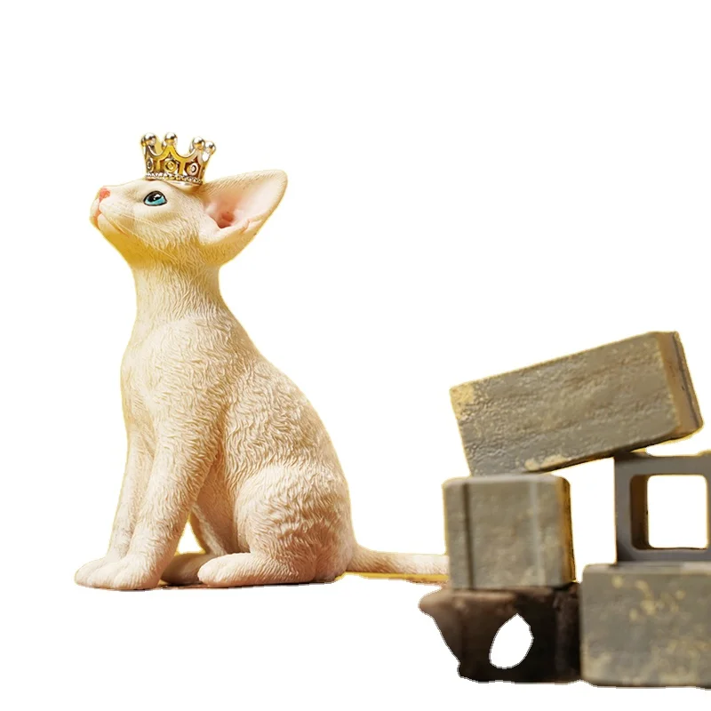 2022 Customized resin crafts desktop decor cat statues cute Devon Rex for gift crafts