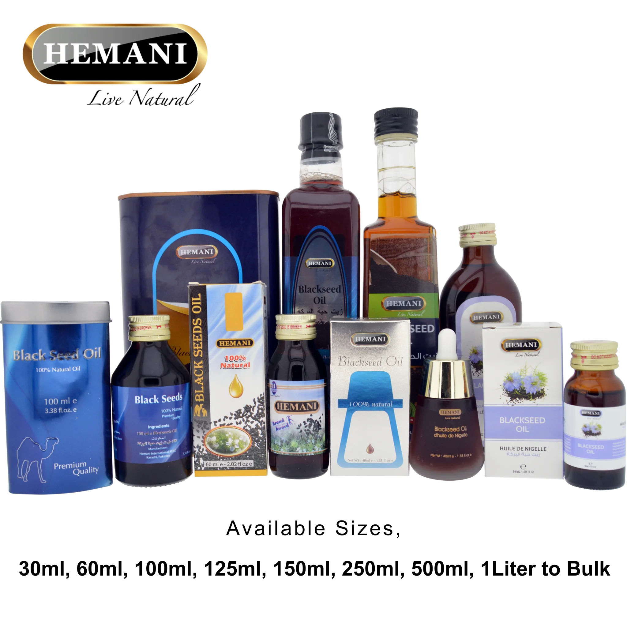 100% Pure & Organic Cold Pressed Hemani BLACK SEED/CUMIN OIL, Edible/Cosmetic/Therapeutic, Size 30ml,60ml,100ml,250ml,1Ltr -Bulk