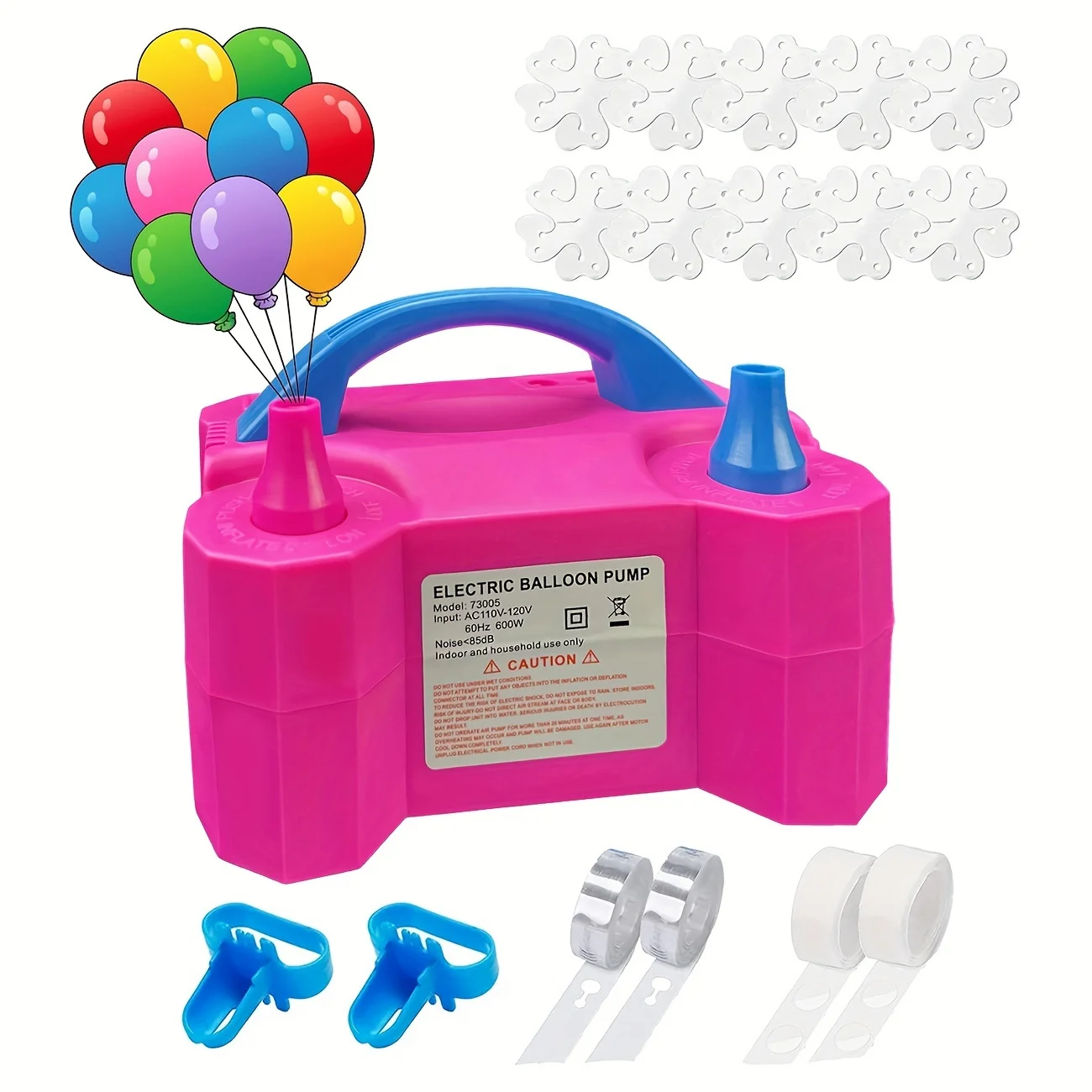 TEMU Best selling EU/US Plug Electric Air Balls Inflator Pump Portable Double Hole AC Inflatable Electric Balloon Pump