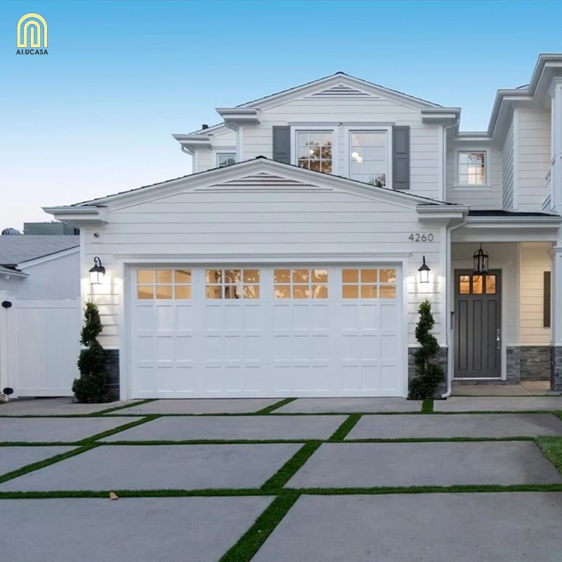 Alucasa European Residential Automatic Roll Up Aluminum Frosted Glass Bi Folding Garage Door